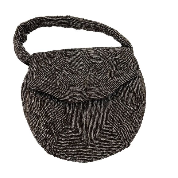 Kenneth Jay Lane Brown Micro Bead Small Evening Bag - Picture 1 of 7